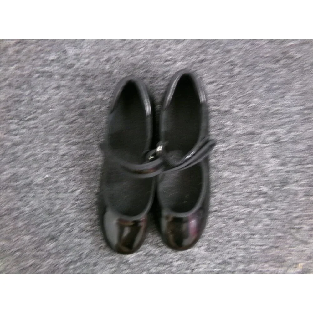 Pre-Owned Dance Tap Shoes Freestyle Kids 2.5M Mary Jane Patent Shiny Black Loop